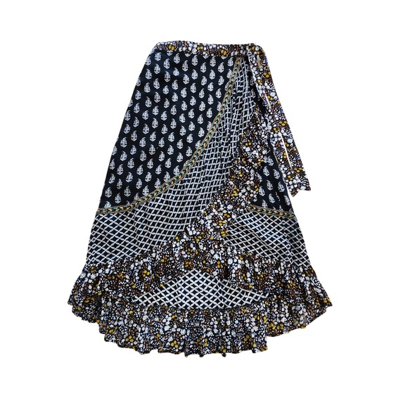 Christian Siriano Dresses & Skirts - Christian Siriano Womens L Boho Mixed Print Wrap High-Low Maxi Skirt Ruffle